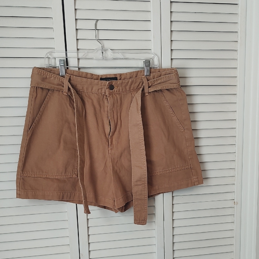 Banana Republic High-Waist Tan Belted Utility Shorts
